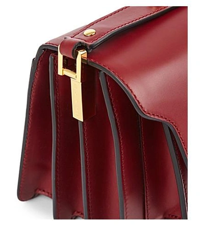 Shop Marni Trunk Leather Shoulder Bag In Black Cherry