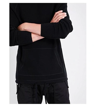 Shop Helmut Lang Waffle-knit Cotton-blend Hoody In Black