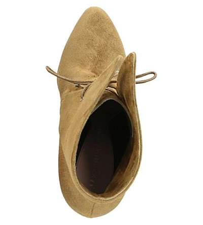 Shop Alexander Mcqueen Horn Suede Heeled Ankle Boots In Bronze