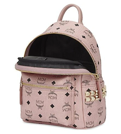 Shop Mcm Mini Stark Coated Canvas Backpack In Soft Pink
