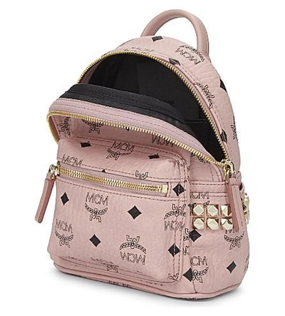 Shop Mcm Mini Stark Coated Canvas Backpack In Soft Pink