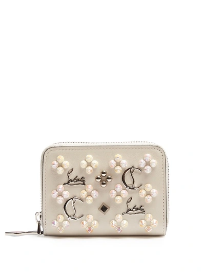 Christian Louboutin Panettone Embellished Leather Wallet In Ivory