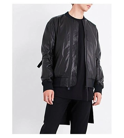 Shop Helmut Lang Bantam Leather Bomber Jacket In Black
