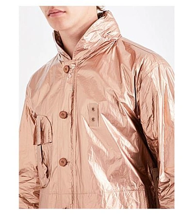 Shop Helmut Lang Lace-up Sides Metallic Jacket In Copper