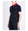 GUCCI Embroidered-motif cotton-piqué polo shirt