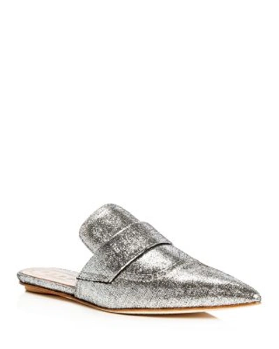 Shop Marni Metallic Pointed Toe Loafer Mules In Silver