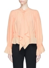 CHLOÉ Pussybow ruched crepe de chine blouse