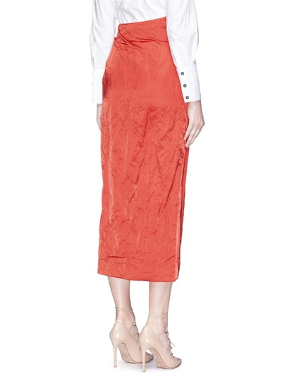 Shop Monse High Split Bow Crinkled Satin Skirt