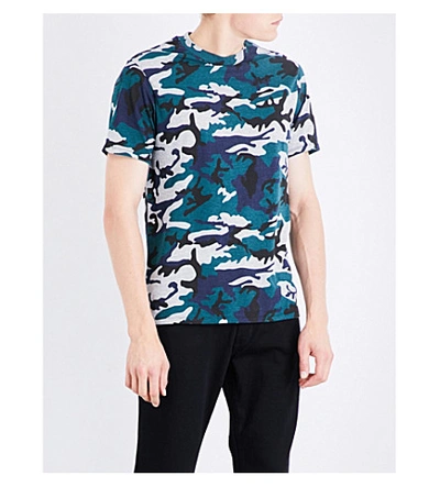 Sandro Camouflage-print Jersey T-shirt In Green