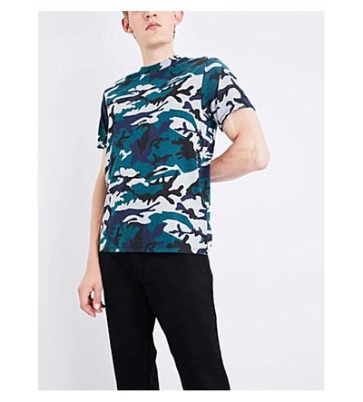Shop Sandro Camouflage-print Jersey T-shirt In Green