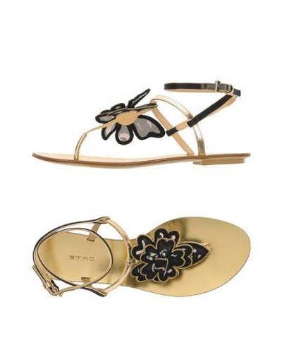 Shop Etro Flip Flops In Gold