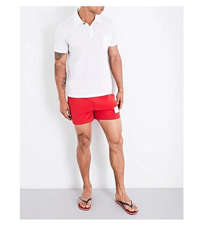 Shop Thom Browne Stripe-print Swim Shorts In Red
