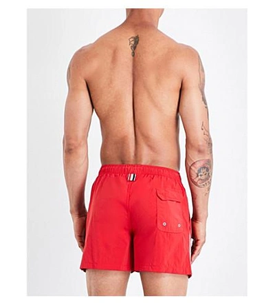 Shop Thom Browne Stripe-print Swim Shorts In Red