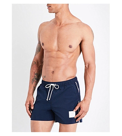 Thom Browne Stripe-print Swim Shorts In Navy