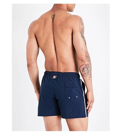Shop Thom Browne Stripe-print Swim Shorts In Navy