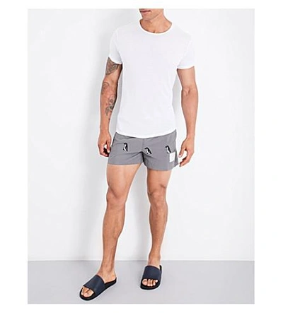 Shop Thom Browne Penguin-print Swim Shorts In Grey