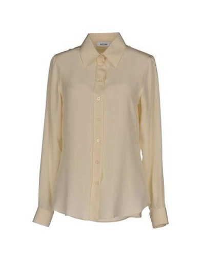 Shop Moschino Silk Shirts & Blouses In Beige