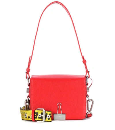 Shop Off-white Binder Clip Leather Shoulder Bag In Red