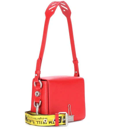 Shop Off-white Binder Clip Leather Shoulder Bag In Red