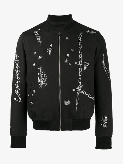 Shop Alexander Mcqueen Safety Pin Print Bomber Jacket In Black