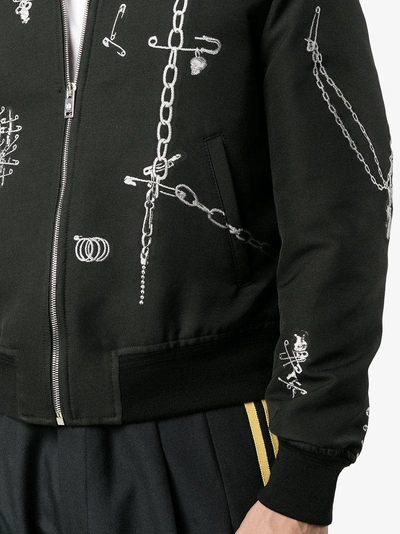 Shop Alexander Mcqueen Safety Pin Print Bomber Jacket In Black