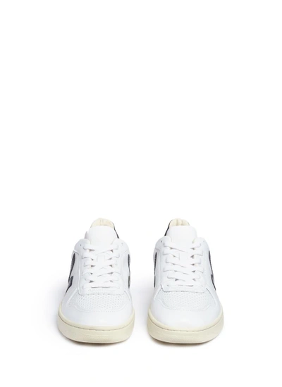 Shop Veja 'v-10' Perforated Leather Sneakers In White