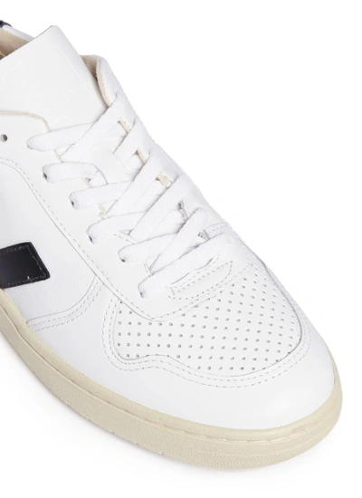 Shop Veja 'v-10' Perforated Leather Sneakers In White
