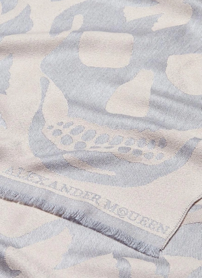 Shop Alexander Mcqueen Skull And Dove Jacquard Wool Scarf