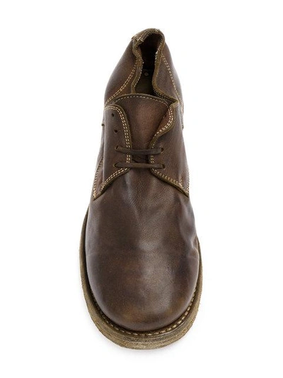 Shop Guidi Stitched Oxford Shoes - Brown