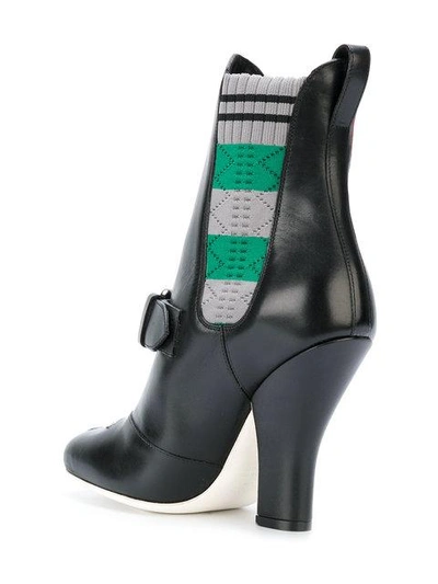 Shop Fendi Embroidered Ankle Boots In Black