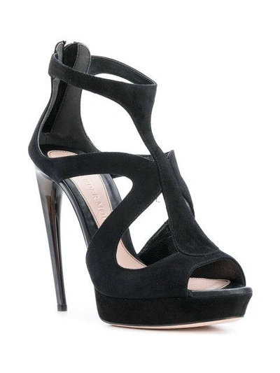 Shop Alexander Mcqueen Horn Heel Sandals In Black