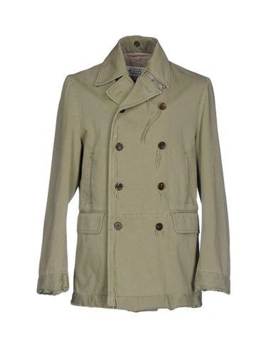 Double Breasted Pea Coat In Military Green