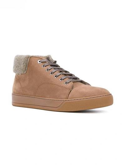 Shop Lanvin Lace Up Sneakers In Brown