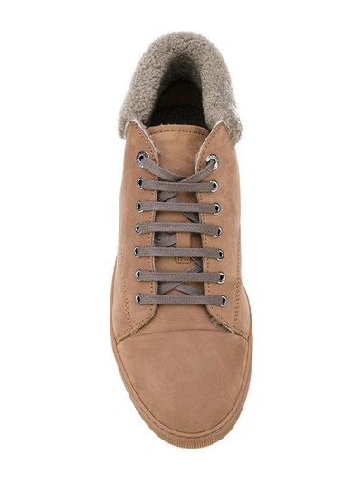 Shop Lanvin Lace Up Sneakers In Brown