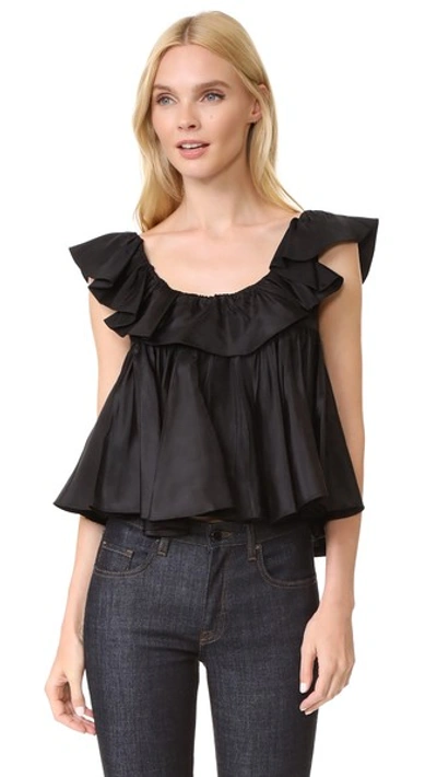 Shop Tome Two Tiered Ruffle Top In Black