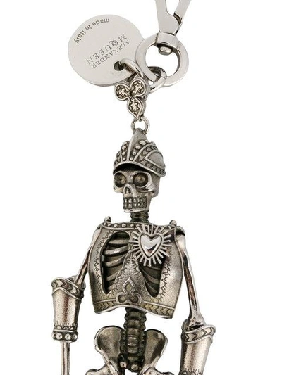 Shop Alexander Mcqueen Skeleton Keyring In Metallic