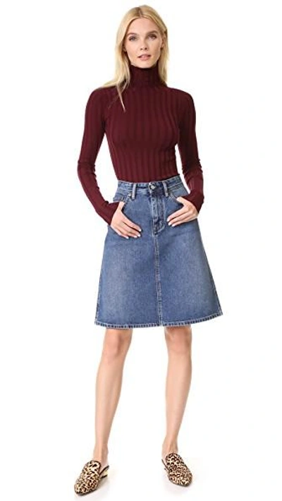 Shop Acne Studios Shadow Denim Skirt In Mid Blue