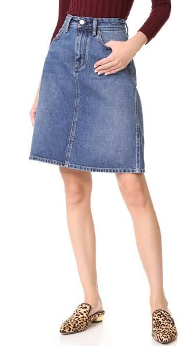 Shop Acne Studios Shadow Denim Skirt In Mid Blue