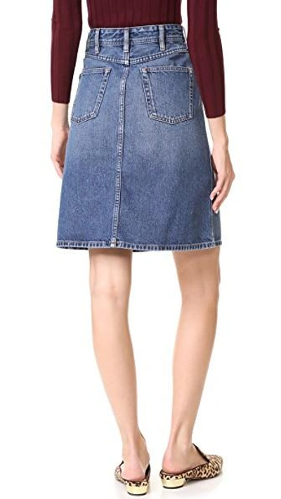 Shop Acne Studios Shadow Denim Skirt In Mid Blue
