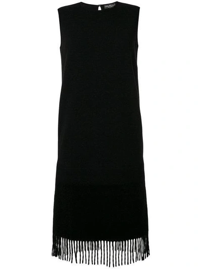 Shop Ferragamo Salvatore  Fringed Trimmed Dress - Black