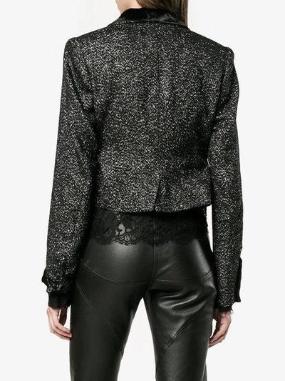 Shop Ann Demeulemeester Glitter Embellished Cropped Jacket In Black