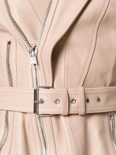 Shop Alexander Mcqueen Zip Up Leather Jacket