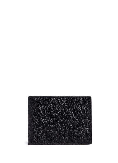 Thom Browne Leather Bifold Wallet With Folded Cardholder In Black
