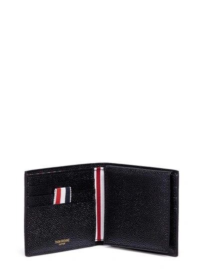Shop Thom Browne Leather Bifold Wallet With Folded Cardholder In Black