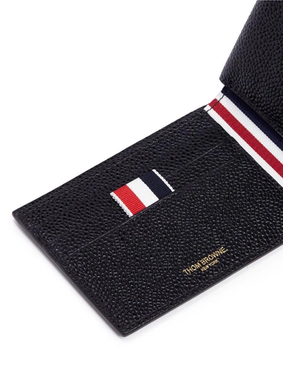 Shop Thom Browne Leather Bifold Wallet With Folded Cardholder In Black