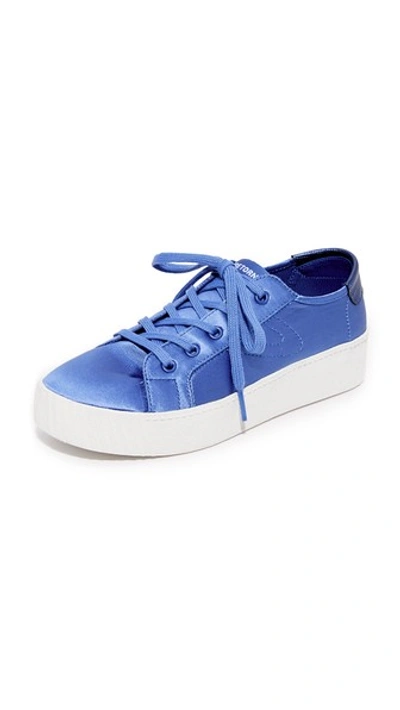 Tretorn Blaire Satin Platform Sneakers In Blue