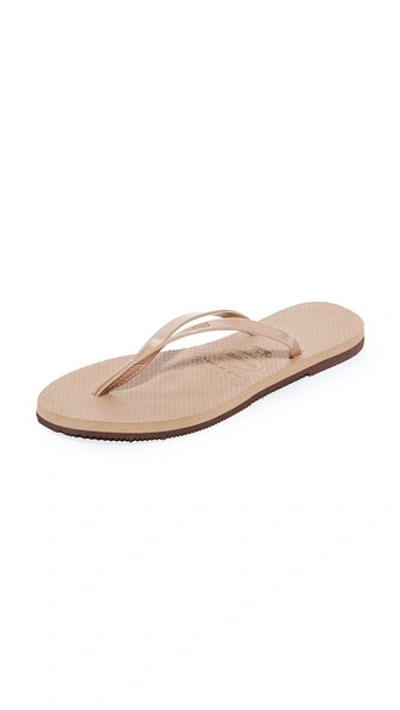 Havaianas You Metallic Flip Flops In Rose Gold