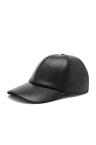 Shop Buscemi Leather Baseball Cap In Black