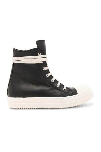 Shop Rick Owens Leather Sneakers In Black