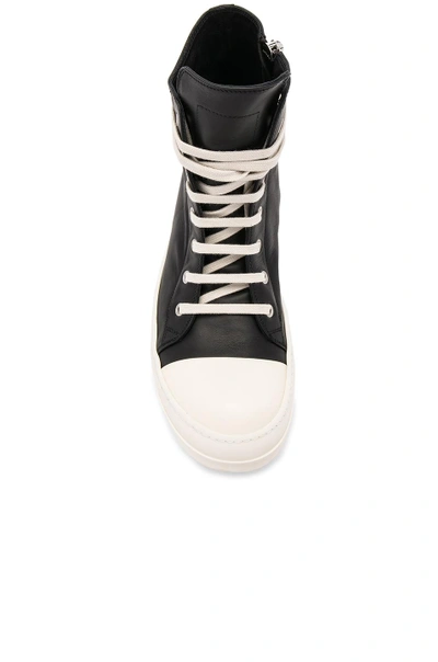 Shop Rick Owens Leather Sneakers In Black